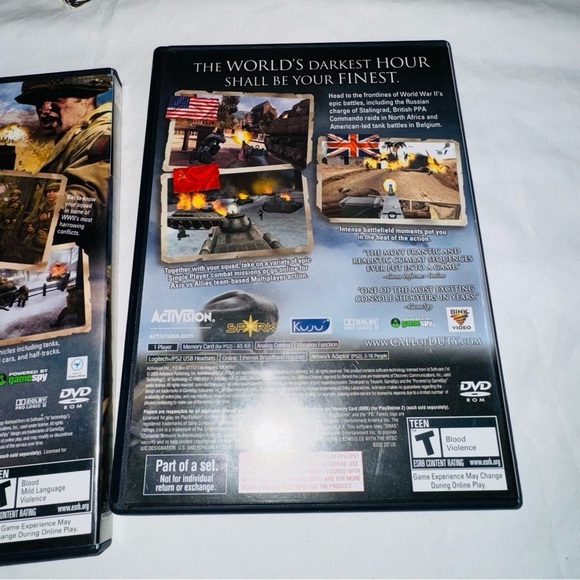 PS2 Call of Duty Legacy Finest Hour, COD 2 Big Red One Activision Video Game Set - Picture 6 of 8